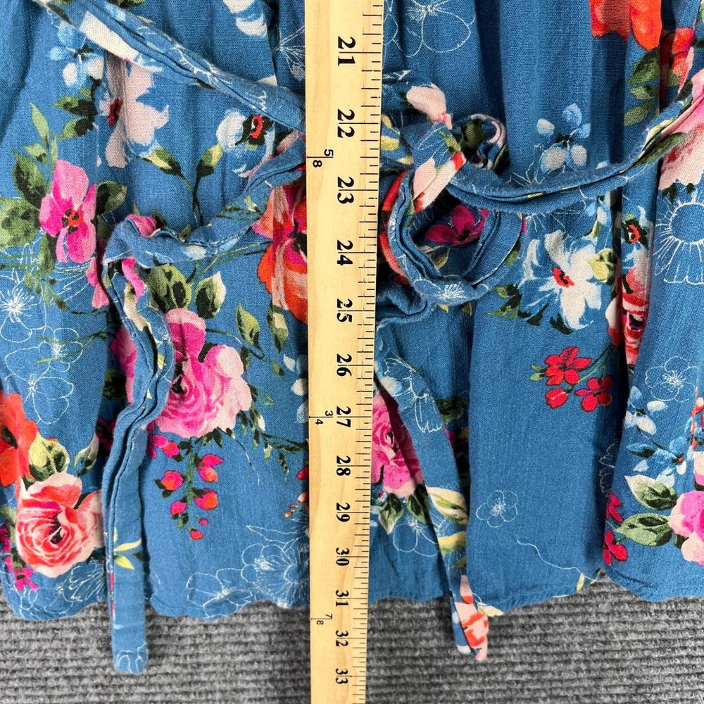 Torrid Floral Button Front Sleeveless Peplum Blouse Womens 5 Blue Flower Print - Picture 7 of 9